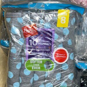 Hanes Girls’ Tagless Hipsters – LOT 58 - 240 pcs – 24 packs (10 ea) – Sz 8 - NEW
